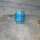 Lab opal ring cigar band size 7 geometric Sterling silver women