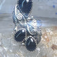 Vintage onyx ring Navajo size 5.5 feathers leaves Sterling silver women