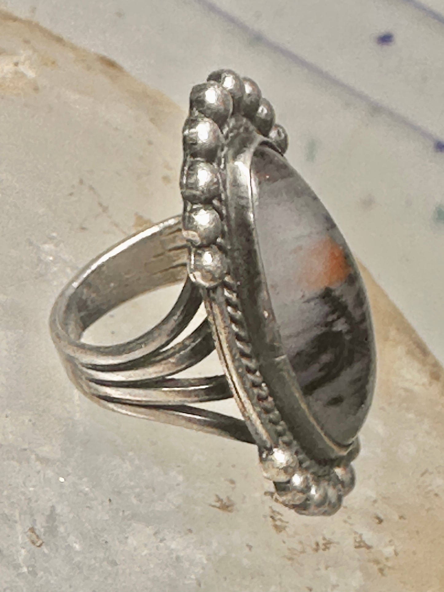Vintage Agate ring Navajo Sunrise Sunset ring size 3 sterling silver women girls pinky