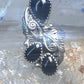 Vintage onyx ring Navajo size 5.5 feathers leaves Sterling silver women