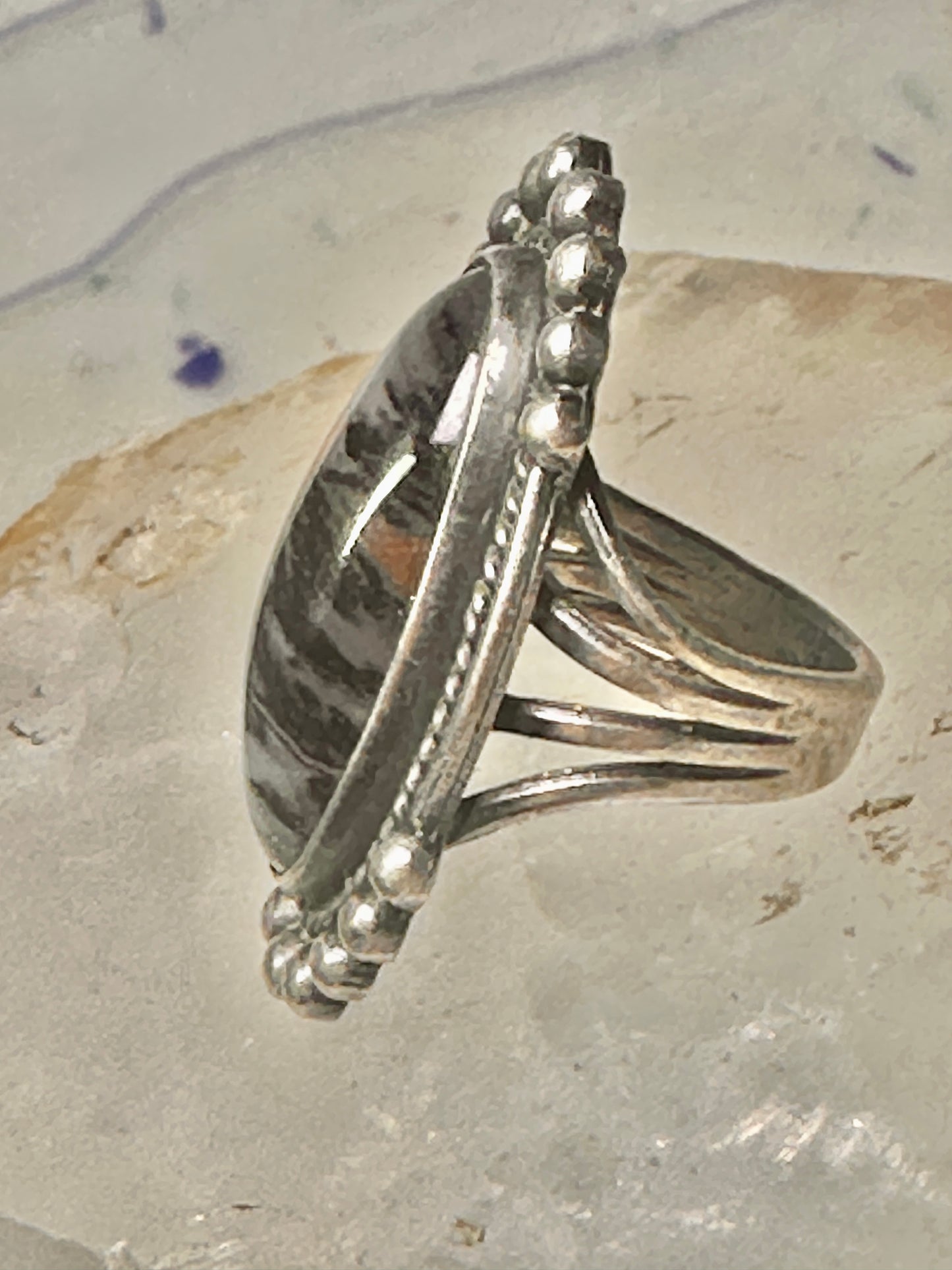 Vintage Agate ring Navajo Sunrise Sunset ring size 3 sterling silver women girls pinky