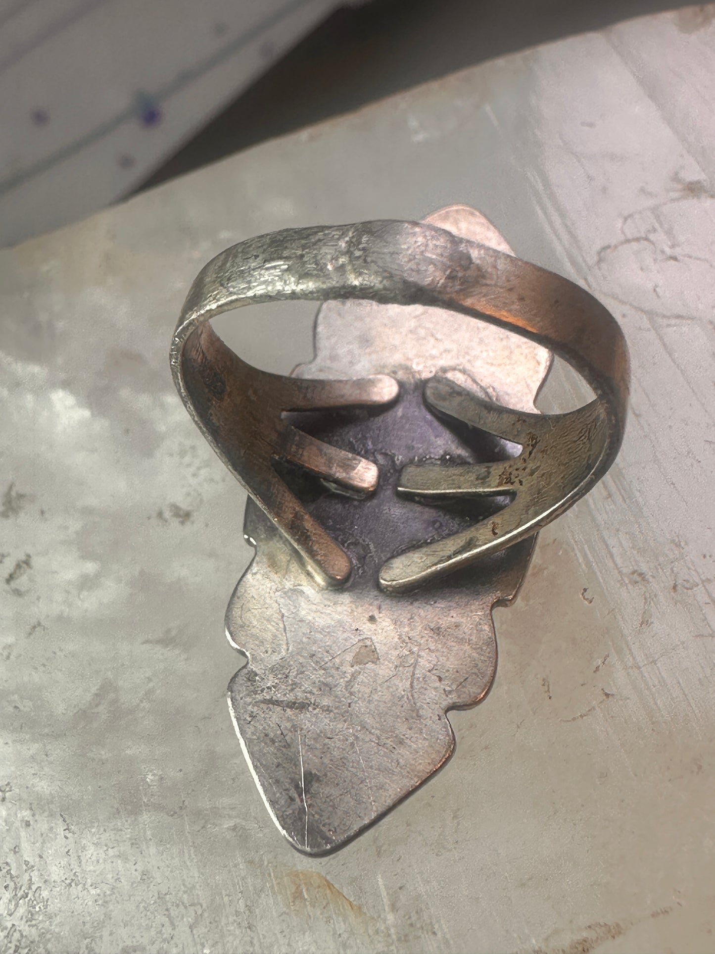 Navajo ring long turquoise size 8.25 sterling silver women