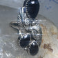 Vintage onyx ring Navajo size 5.5 feathers leaves Sterling silver women