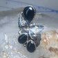 Vintage onyx ring Navajo size 5.5 feathers leaves Sterling silver women