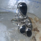 Vintage onyx ring Navajo size 5.5 feathers leaves Sterling silver women