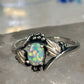 Black Hills Gold leaves ring lab opal band size 9.75 sterling silver women