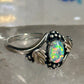 Black Hills Gold leaves ring lab opal band size 9.75 sterling silver women