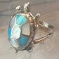 Zuni turtle ring turquoise mother of pearl size 6 sterling silver women girls