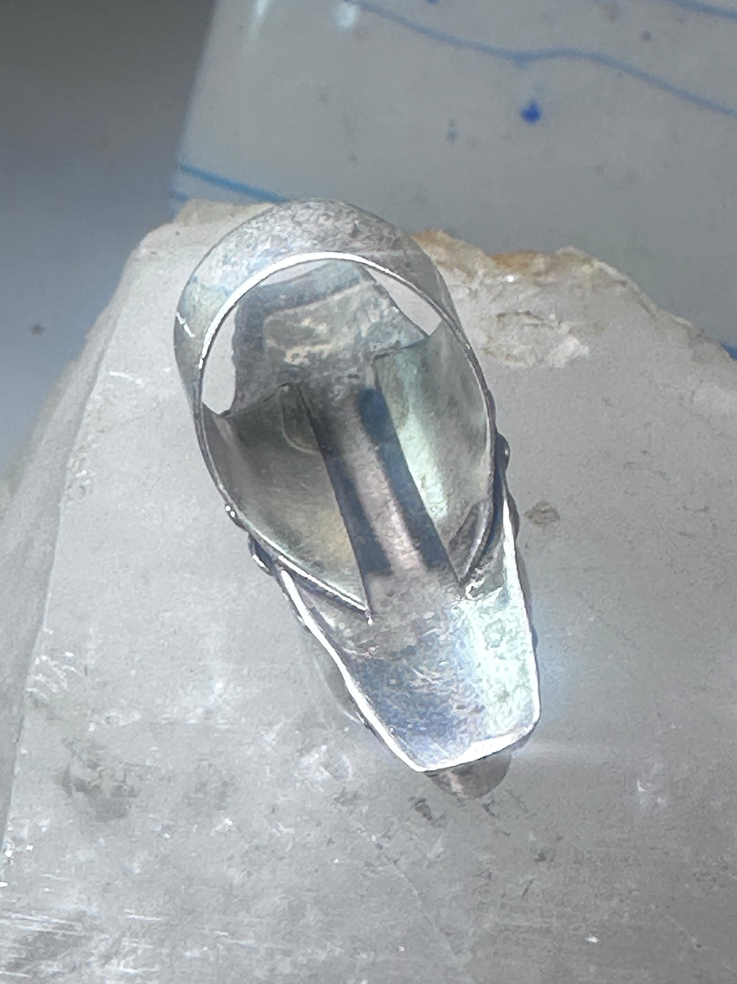 Vintage onyx ring Long Southwestern size 6.75 Sterling silver women