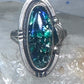 Vintage man made stone ring Long Navajo feather leaf size 6 Sterling silver women