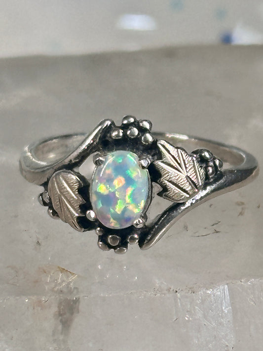 Black Hills Gold leaves ring lab opal band size 9.75 sterling silver women