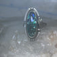 Vintage man made stone ring Long Navajo feather leaf size 6 Sterling silver women