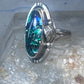 Vintage man made stone ring Long Navajo feather leaf size 6 Sterling silver women