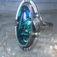 Vintage man made stone ring Long Navajo feather leaf size 6 Sterling silver women
