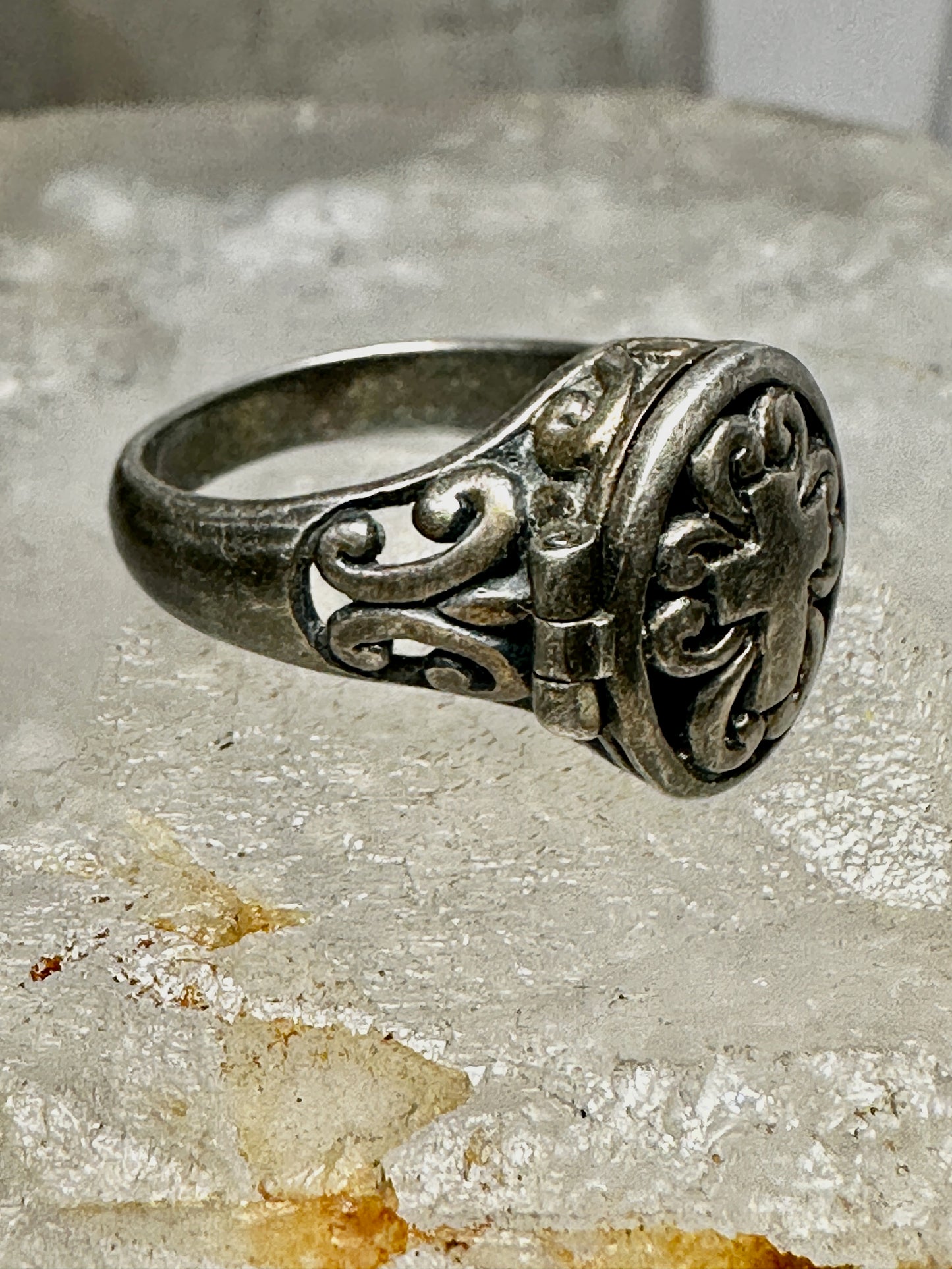 Poison ring Cross religious band Size 6.50 Sterling Silver  women