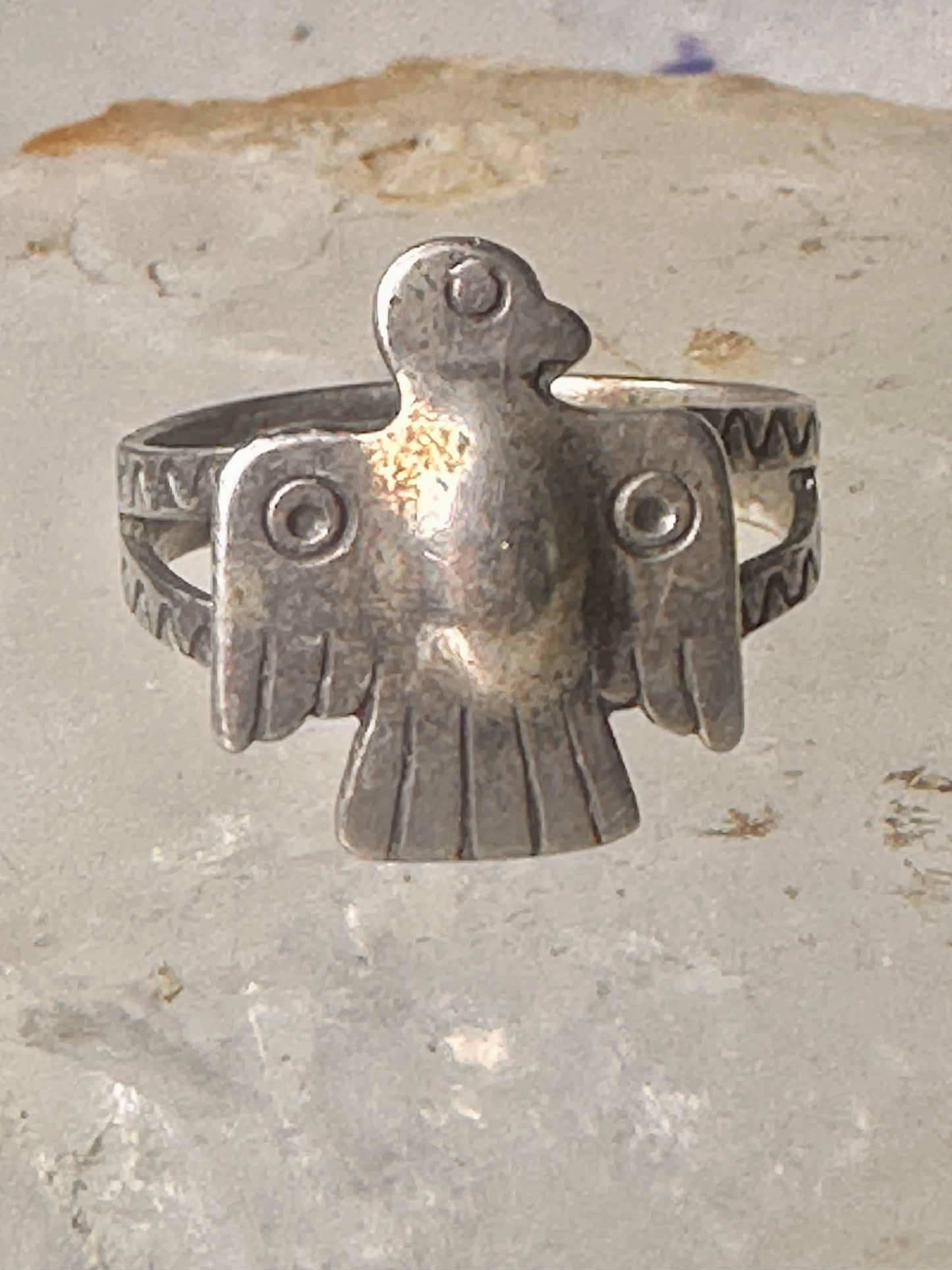 Phoenix ring Thunderbird Navajo band size 7.5 sterling silver women girls pinky