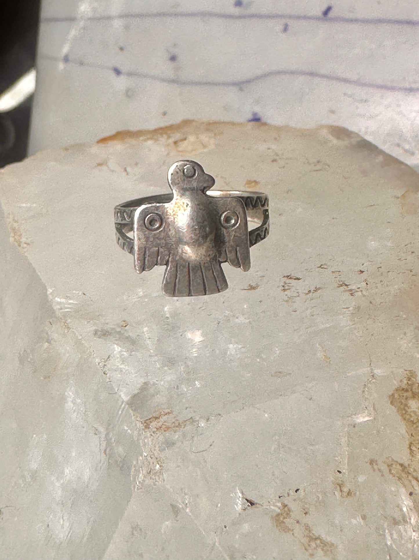 Phoenix ring Thunderbird Navajo band size 7.5 sterling silver women girls pinky