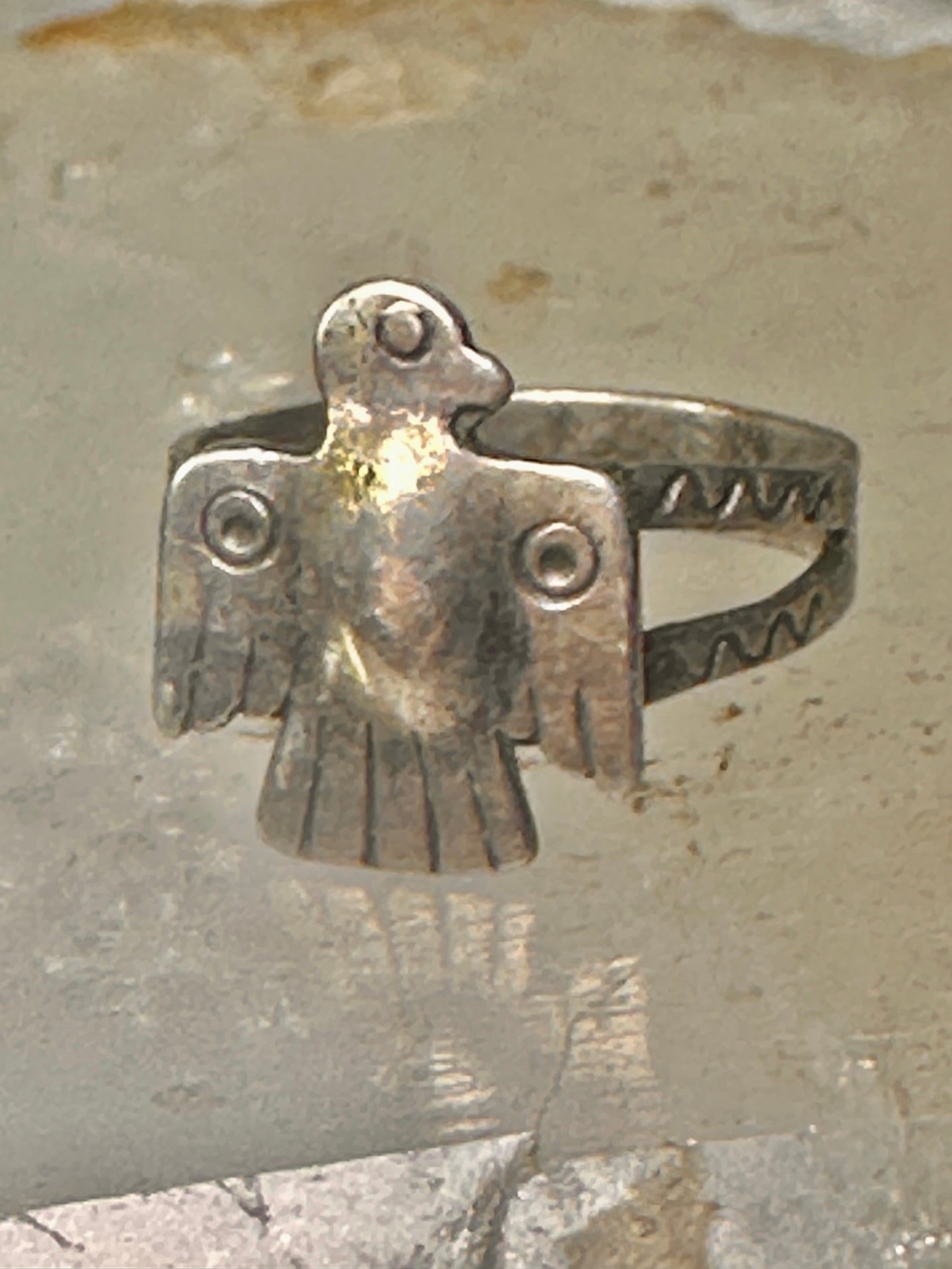 Phoenix ring Thunderbird Navajo band size 7.5 sterling silver women girls pinky