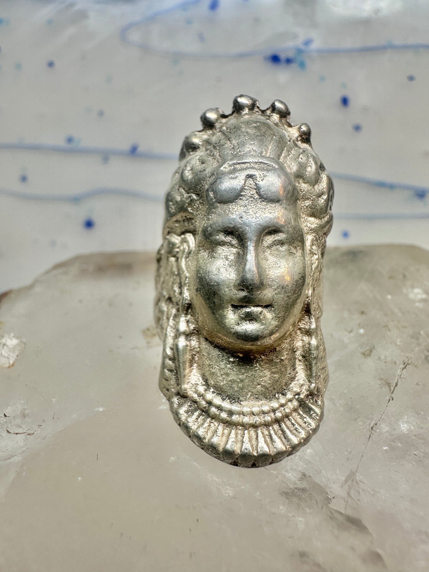 Vintage lady face ring size 6.25 sterling silver women