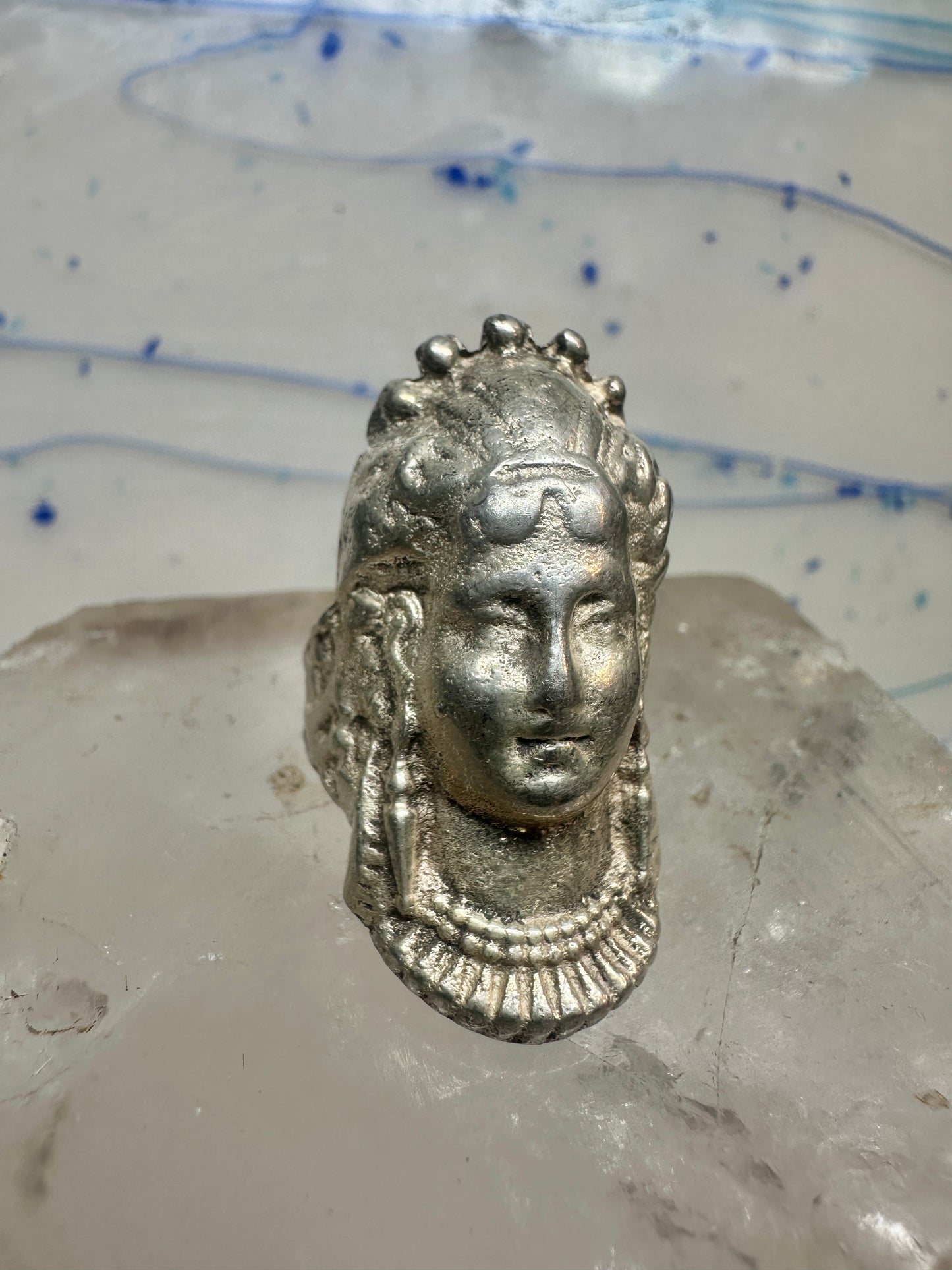 Vintage lady face ring size 6.25 sterling silver women