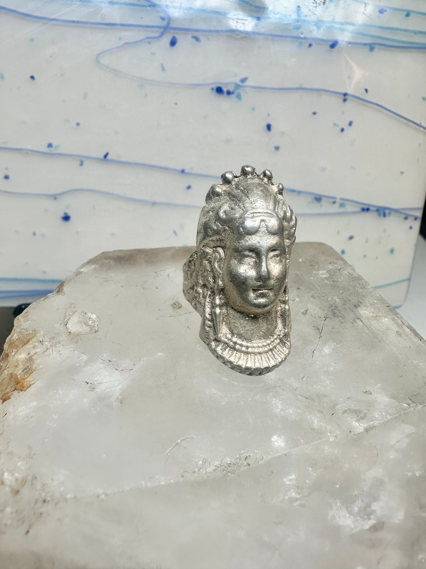 Vintage lady face ring size 6.25 sterling silver women