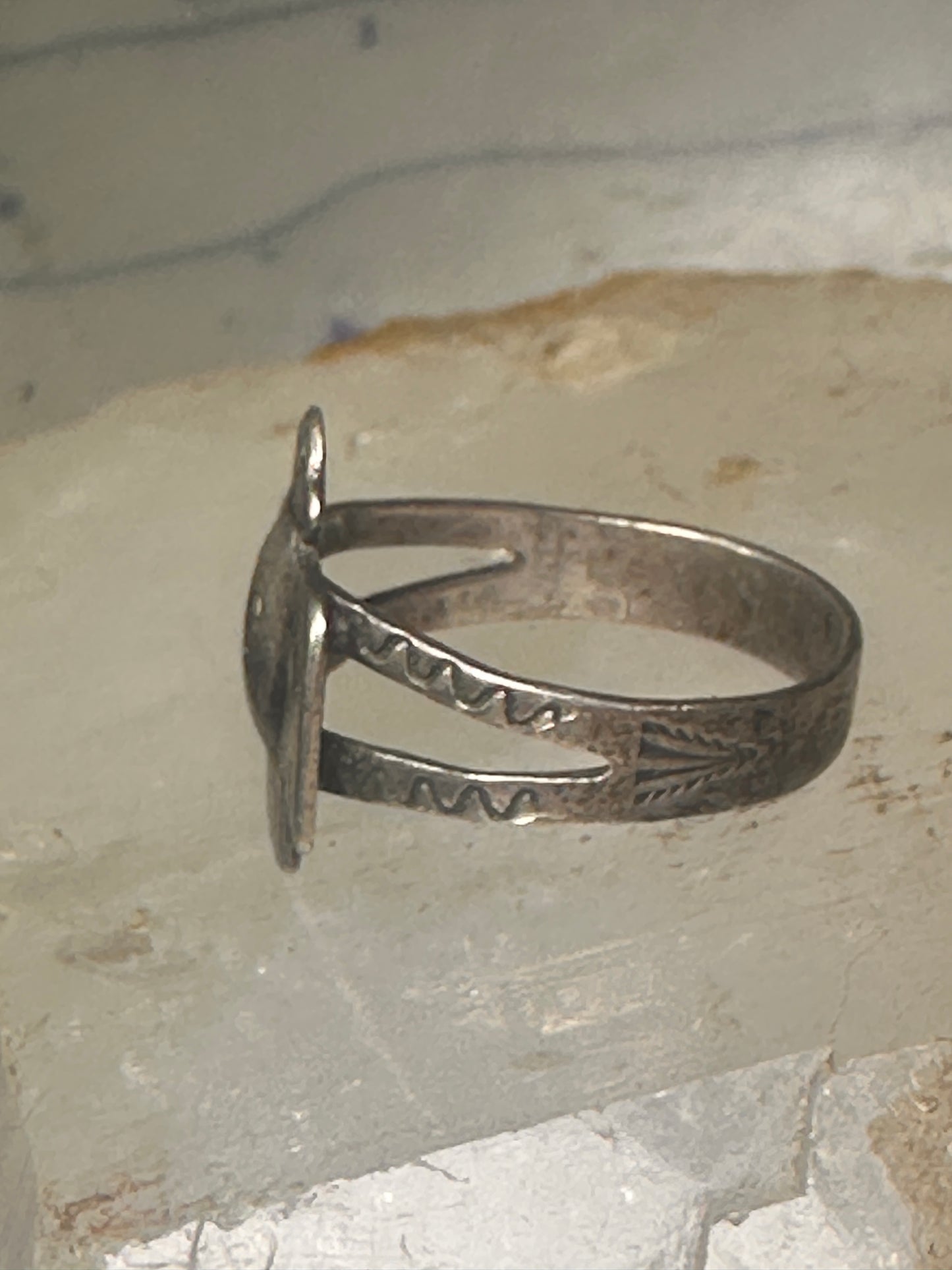 Phoenix ring Thunderbird Navajo band size 7.5 sterling silver women girls pinky