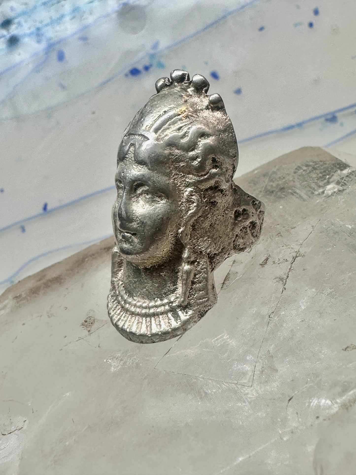 Vintage lady face ring size 6.25 sterling silver women