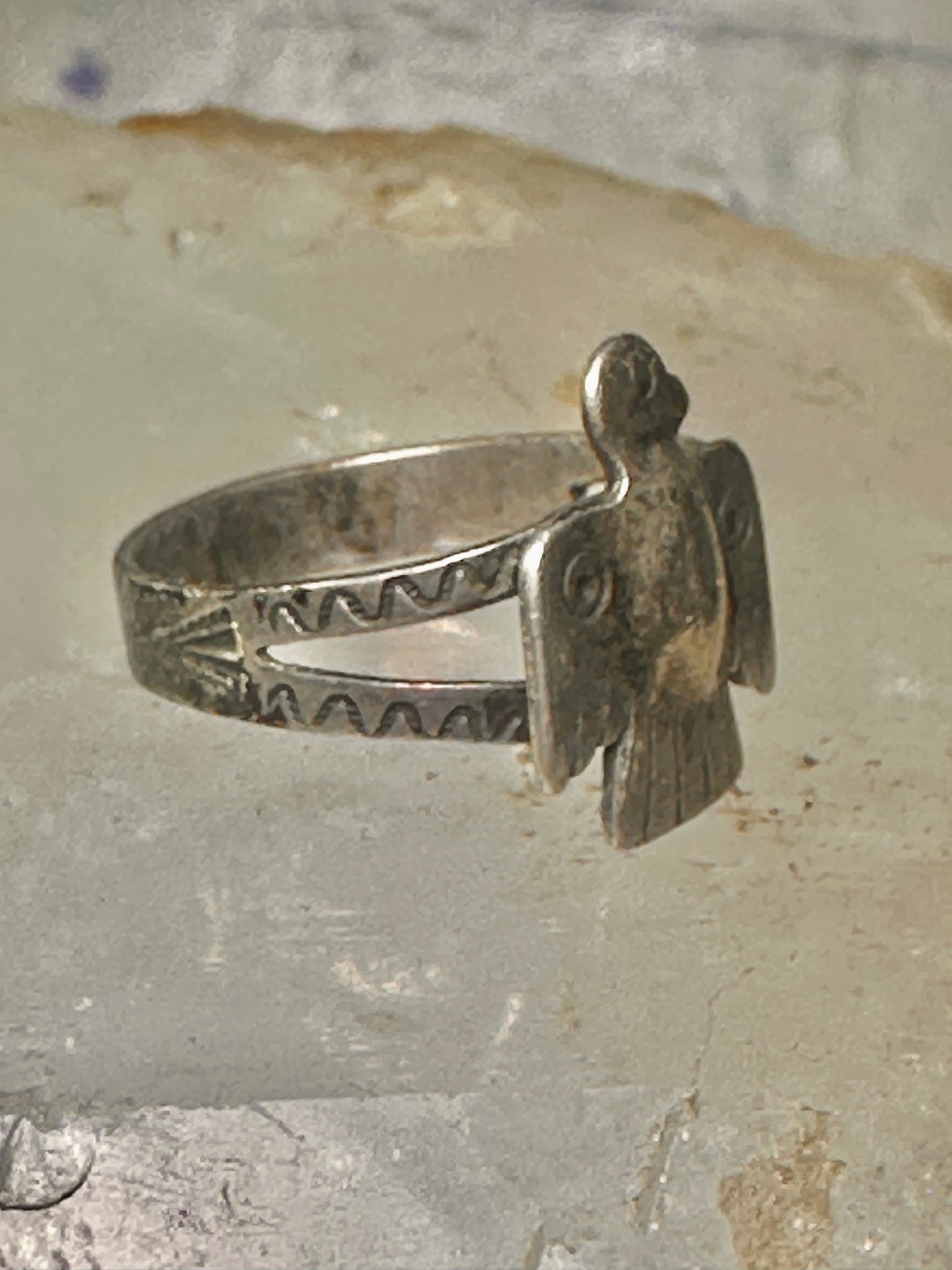 Phoenix ring Thunderbird Navajo band size 7.5 sterling silver women girls pinky