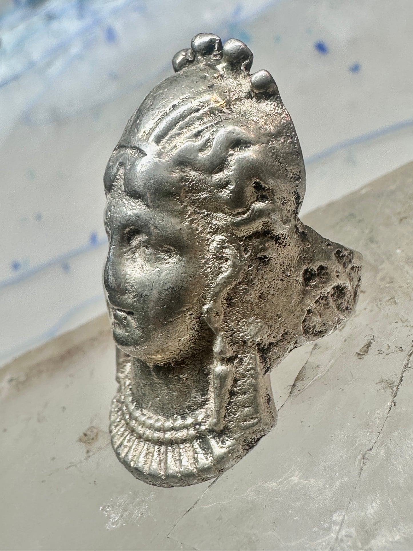 Vintage lady face ring size 6.25 sterling silver women