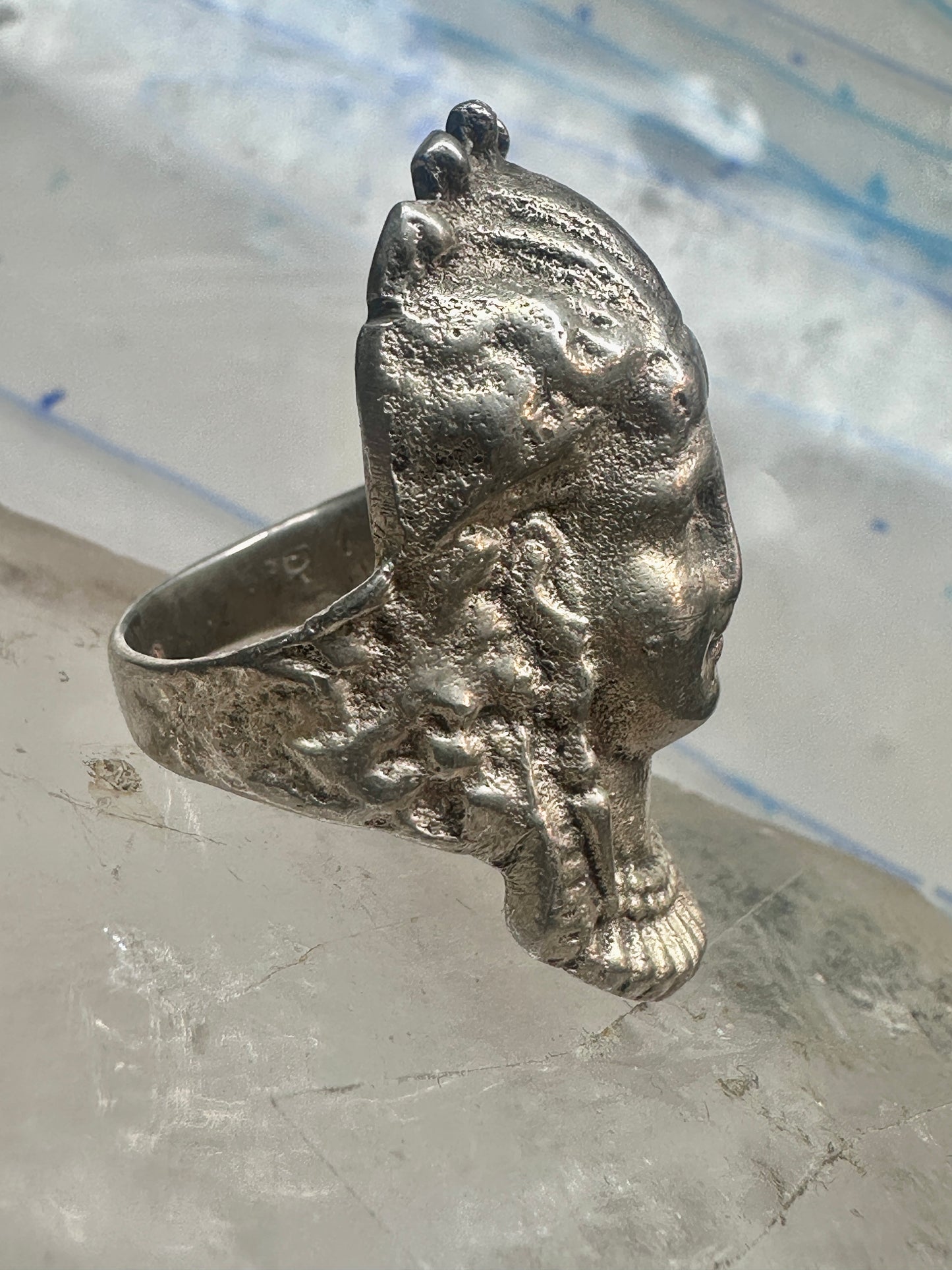 Vintage lady face ring size 6.25 sterling silver women