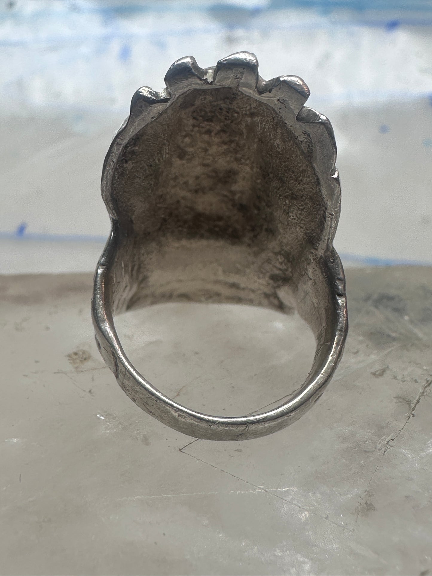Vintage lady face ring size 6.25 sterling silver women