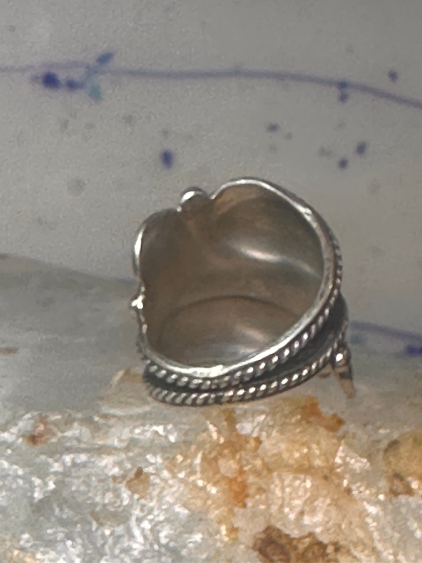 Vintage ring Cigar band Mexico spiral rope design size 6.25 Sterling silver women girls
