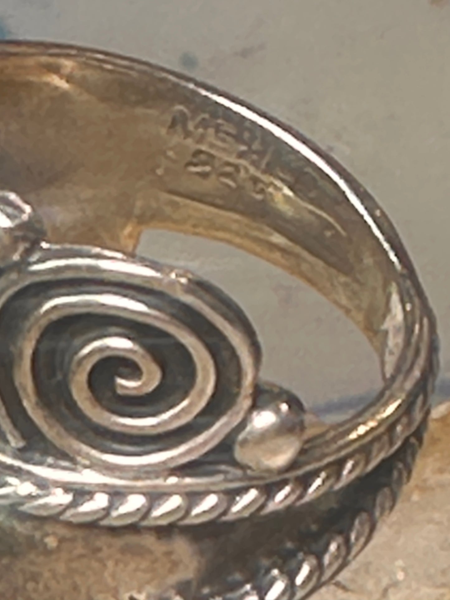 Vintage ring Cigar band Mexico spiral rope design size 6.25 Sterling silver women girls