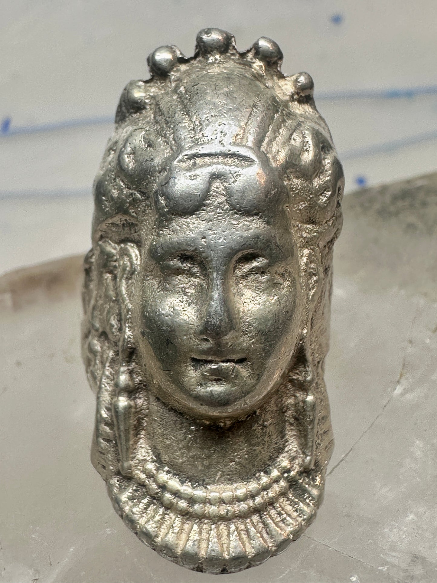 Vintage lady face ring size 6.25 sterling silver women