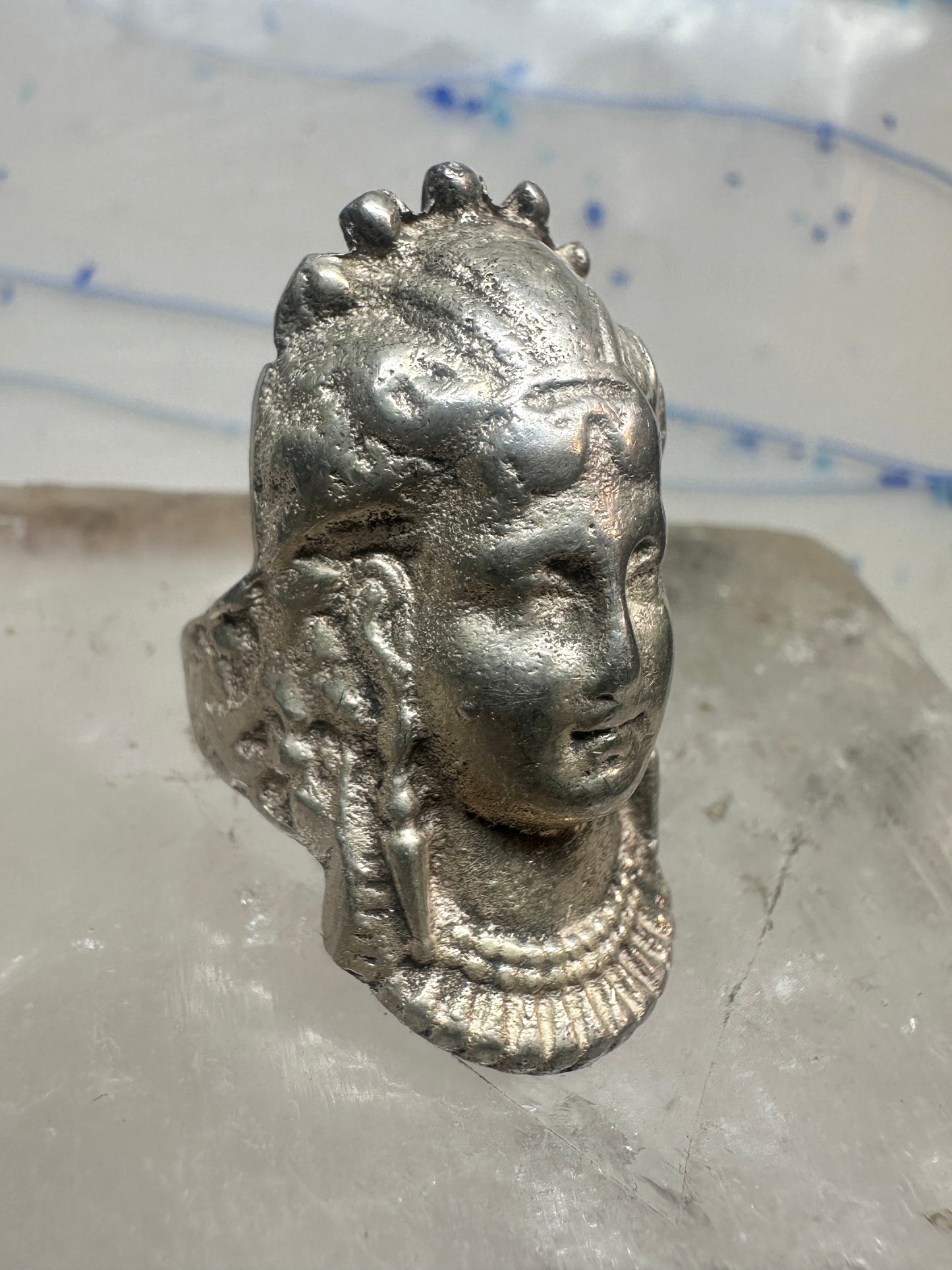 Vintage lady face ring size 6.25 sterling silver women