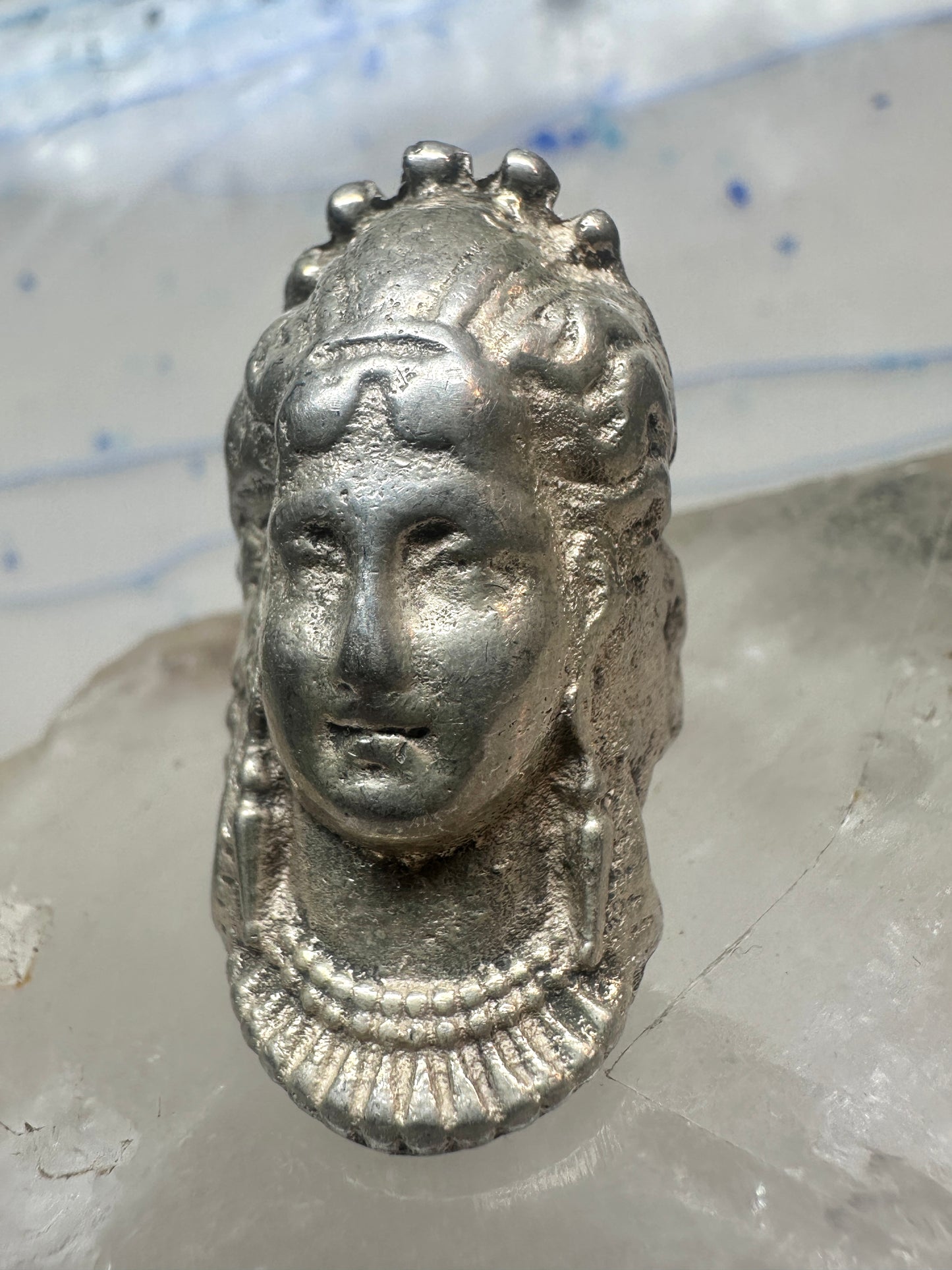 Vintage lady face ring size 6.25 sterling silver women