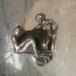 Vintage frog and naked lady ring heavy with green stone size 5 Sterling silver women