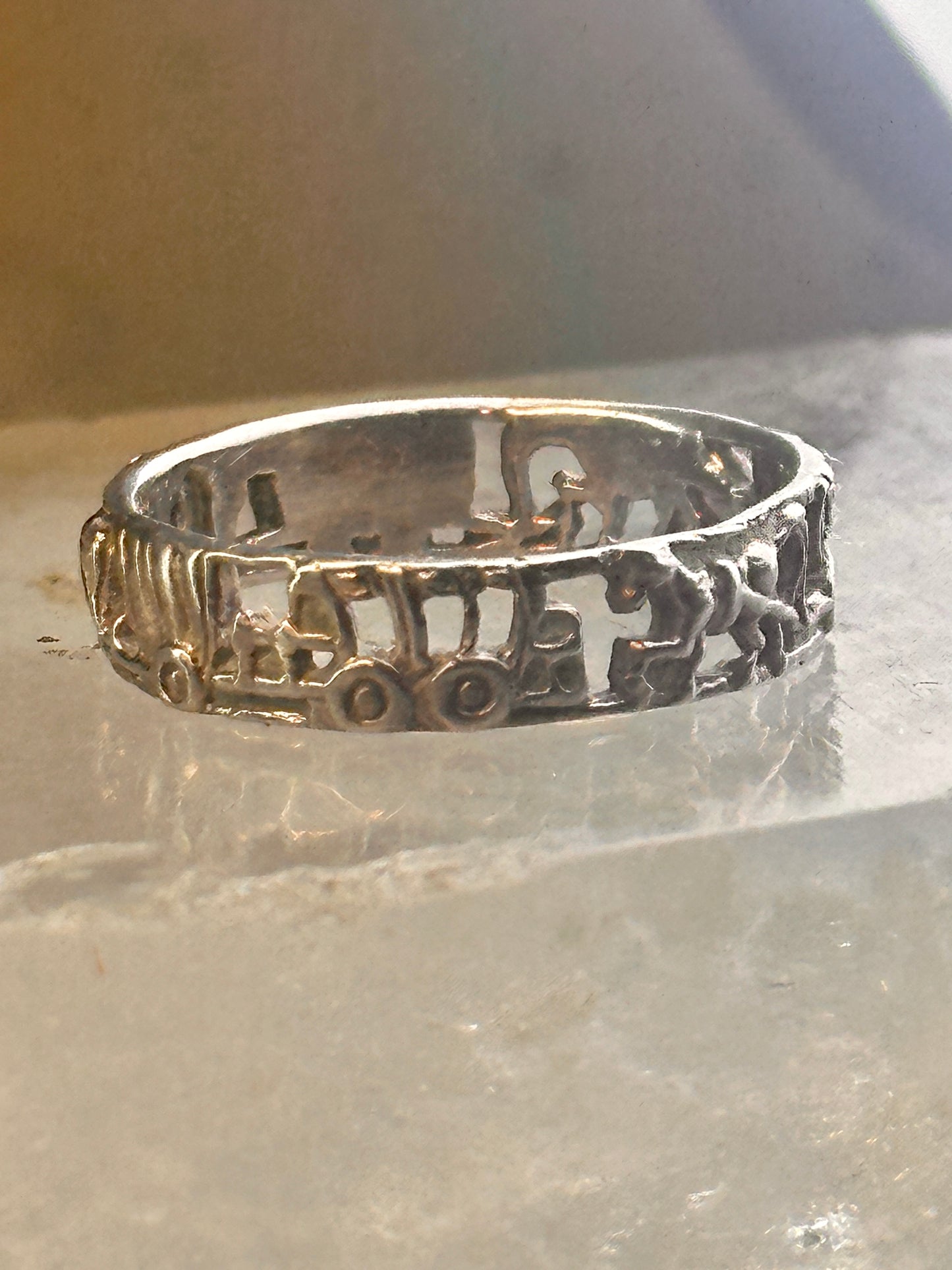 Horse ring wagon Pioneers southwest size 8 sterling silver women men