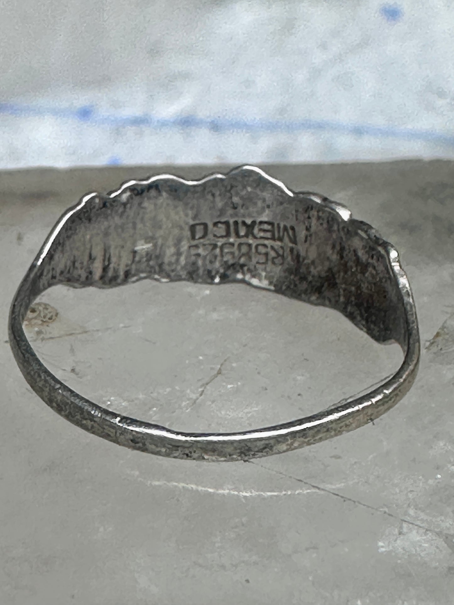 Vintage turquoise chip ring Mexico band size 6.25 sterling silver women