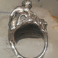 Vintage frog and naked lady ring heavy with green stone size 5 Sterling silver women