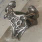 Vintage frog and naked lady ring heavy with green stone size 5 Sterling silver women
