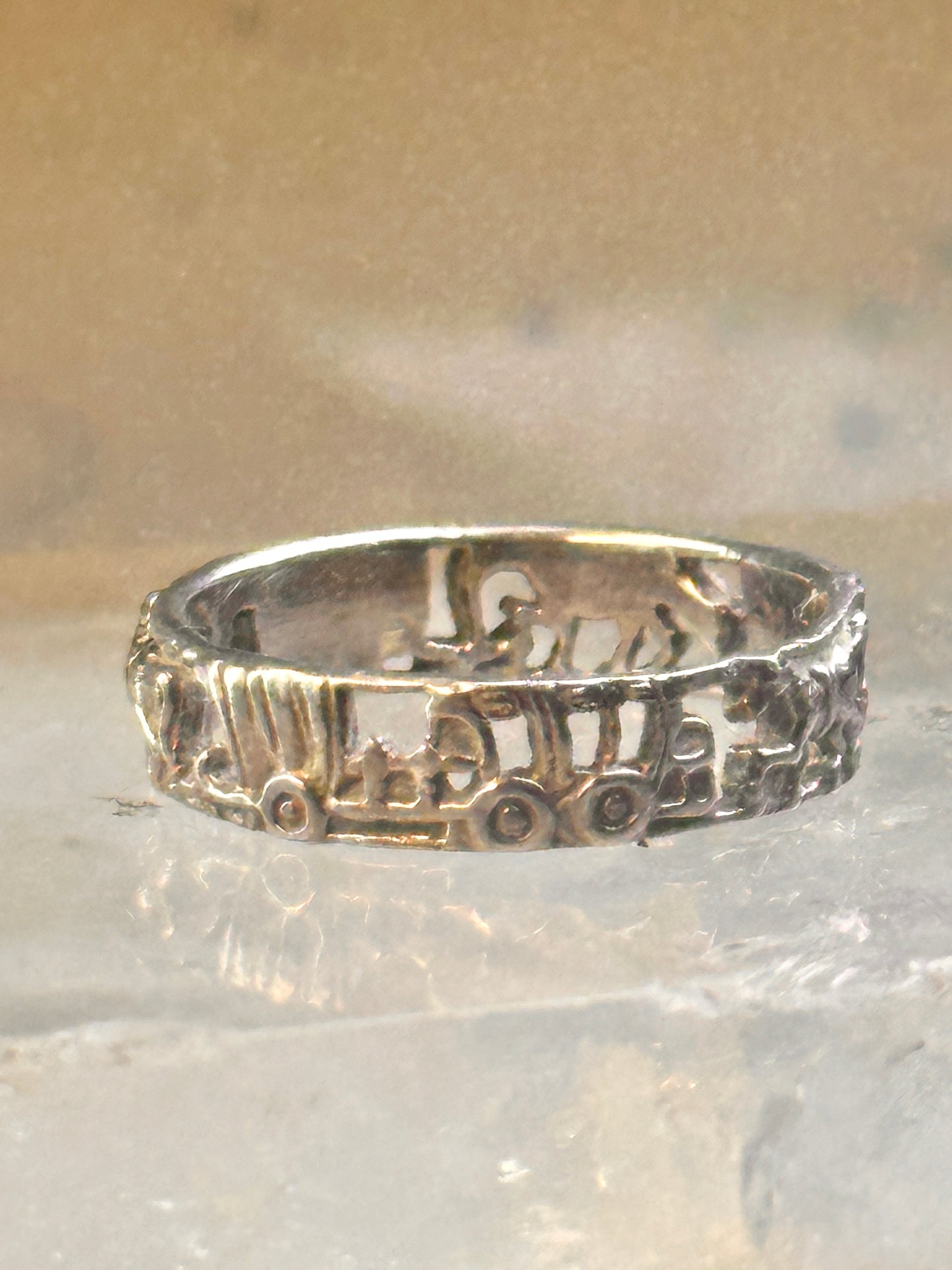 Horse ring wagon Pioneers southwest size 8 sterling silver women men