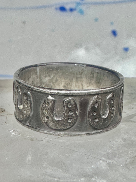 Vintage Western Horseshoe Band Ring Sterling Silver - Size 8