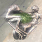 Vintage frog and naked lady ring heavy with green stone size 5 Sterling silver women