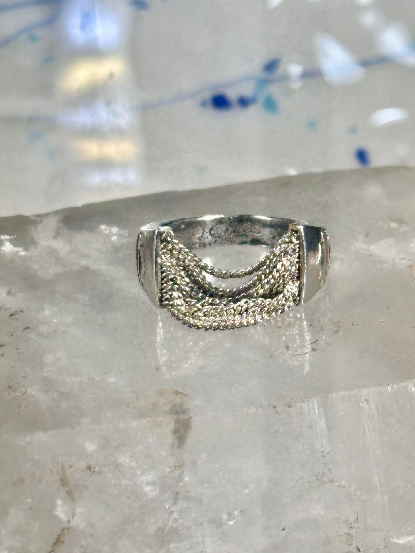 Harley Davidson ring biker chain pinky band size 5.50 sterling silver women