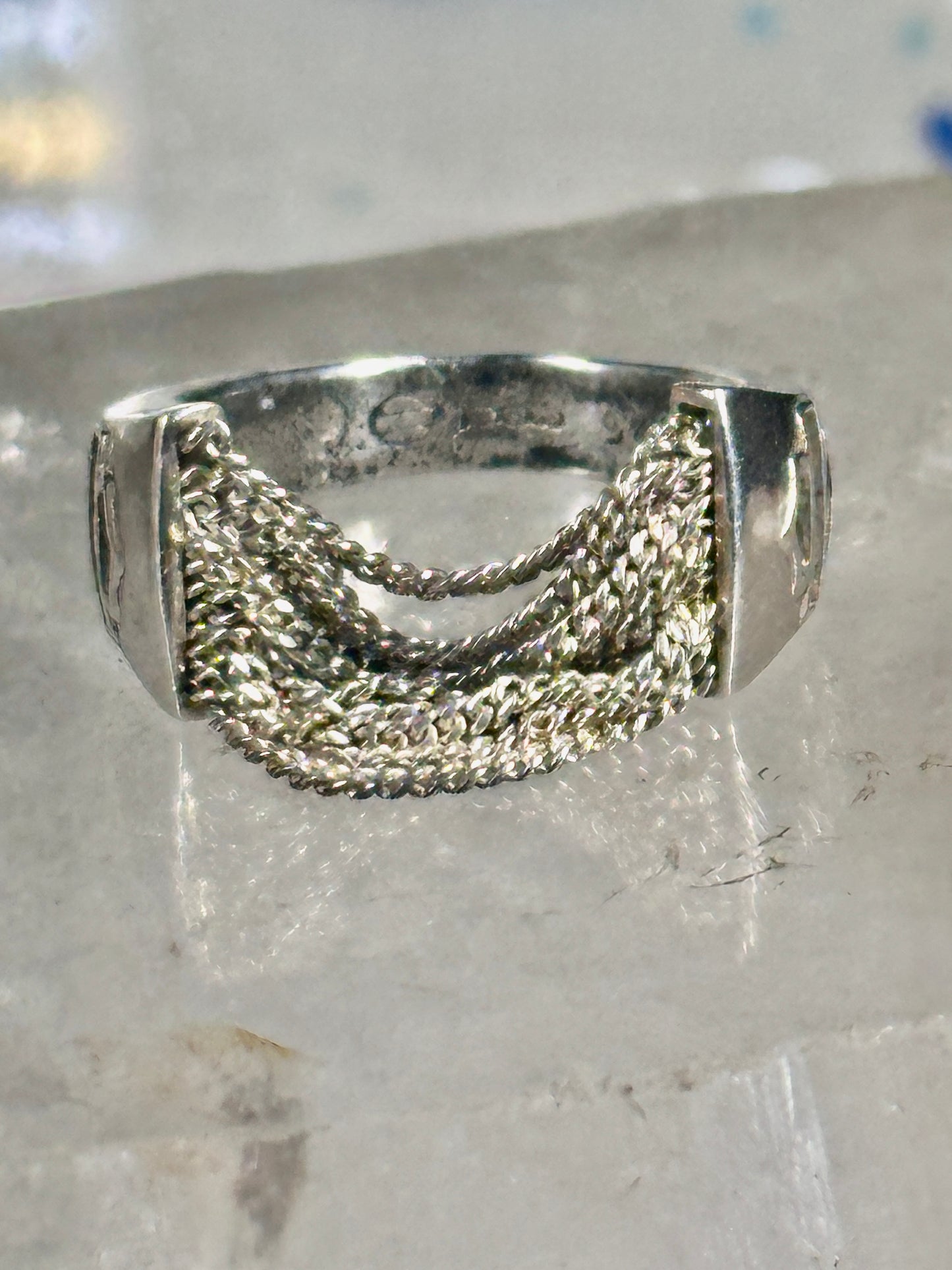 Harley Davidson ring biker chain pinky band size 5.50 sterling silver women