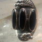 Vintage onyx ring leaf southwest long cigar band size 7 Sterling silver women signed M