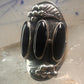 Vintage onyx ring leaf southwest long cigar band size 7 Sterling silver women signed M