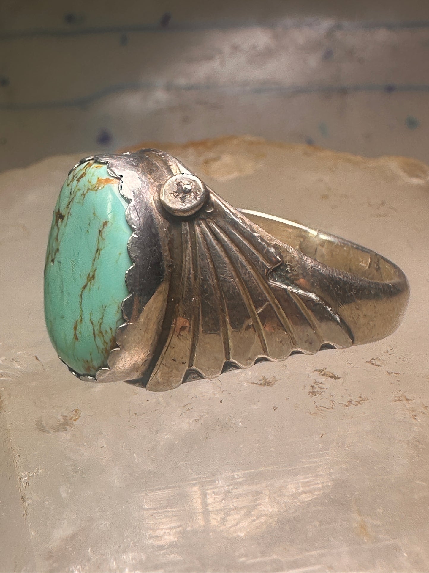 Navajo ring turquoise band size 13.5 sterling silver women men