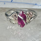 Black Hills gold ring leaves band red stone size 8.75 sterling silver women